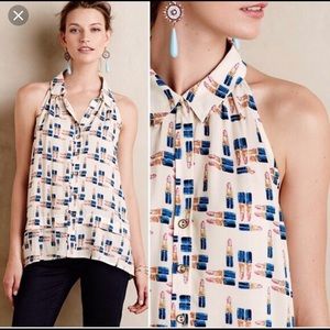 Maeve Anthropologie lipstick tank top blouse